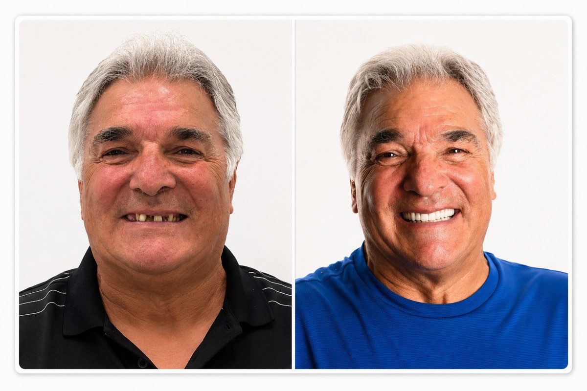 Full-mouth restoration before and after, Naples patient